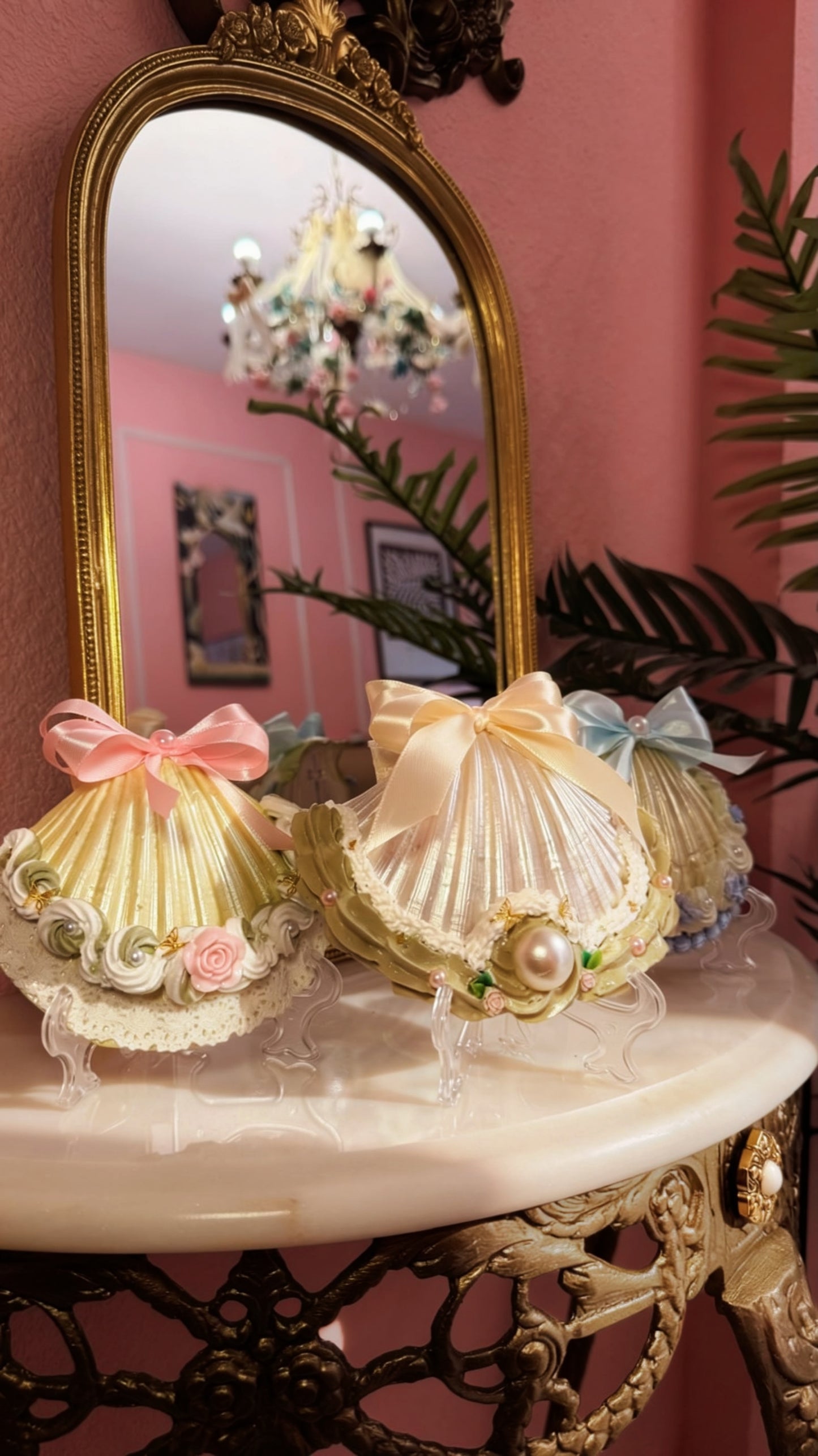 Pink Rose Seashell Decor | Romantic Vanity & Shelf Decor | Unique Gift for Her