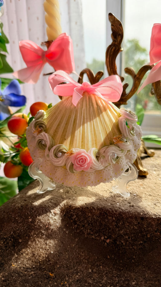 Pink Rose Seashell Decor | Romantic Vanity & Shelf Decor | Unique Gift for Her