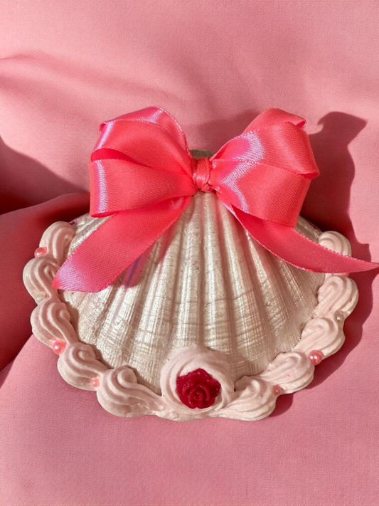 Pink Coquette Seashell for Wall Decor with Faux Whipped Cream