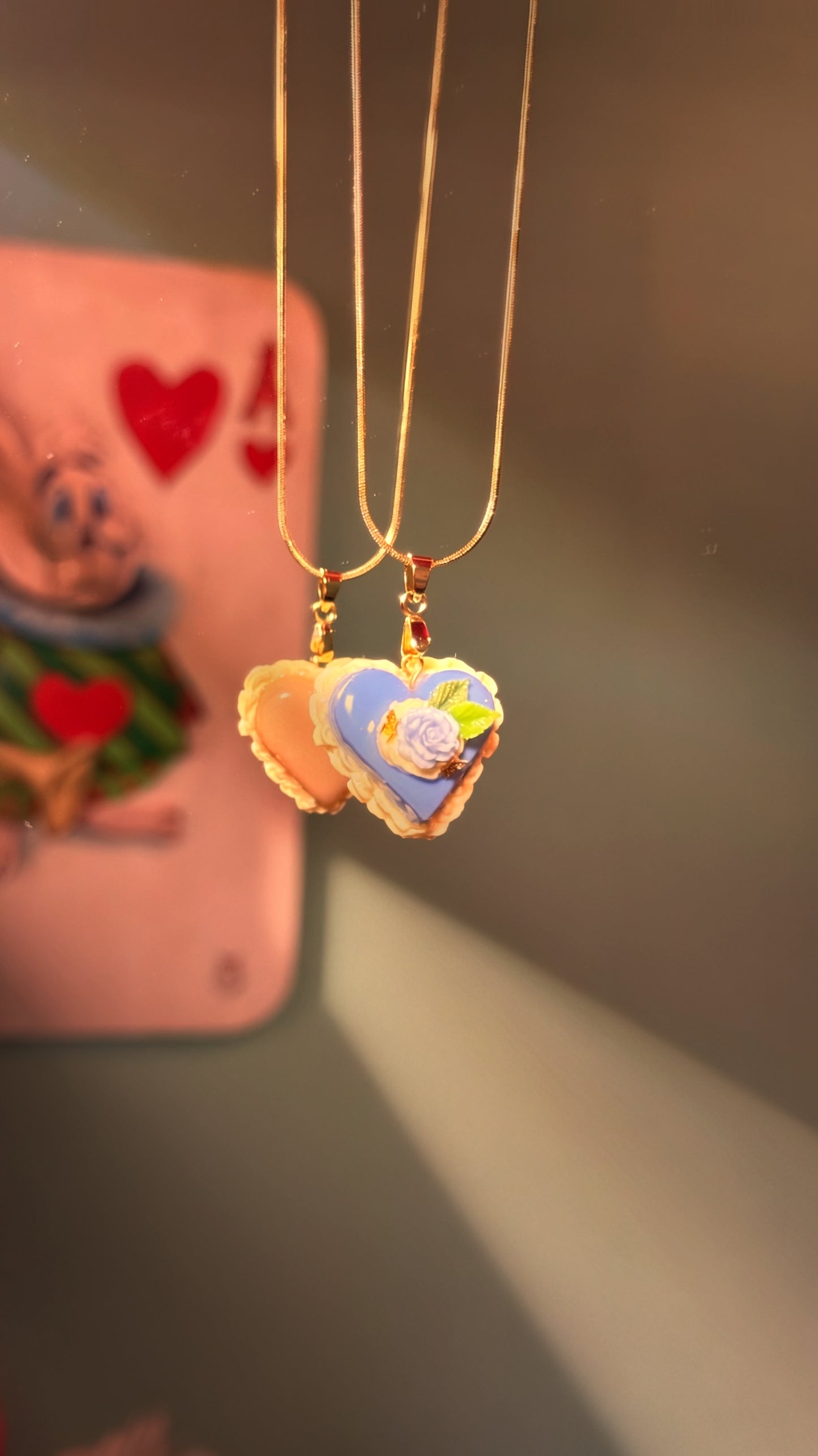 Alice Inspired Heart Cake Necklace – Handmade Fantasy Pendant