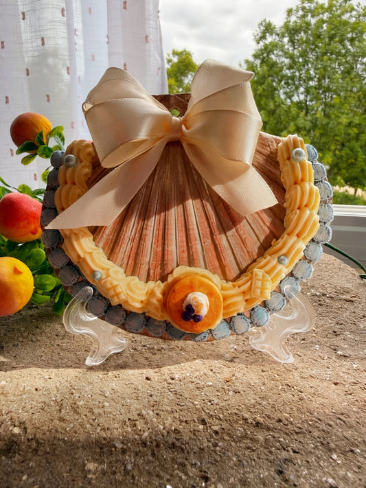 Pancake Seashell Decor with Bow | Coquette Room Decor | Dessert Inspired Decor | Cottagecore Shelf Decoration | Unique Gift