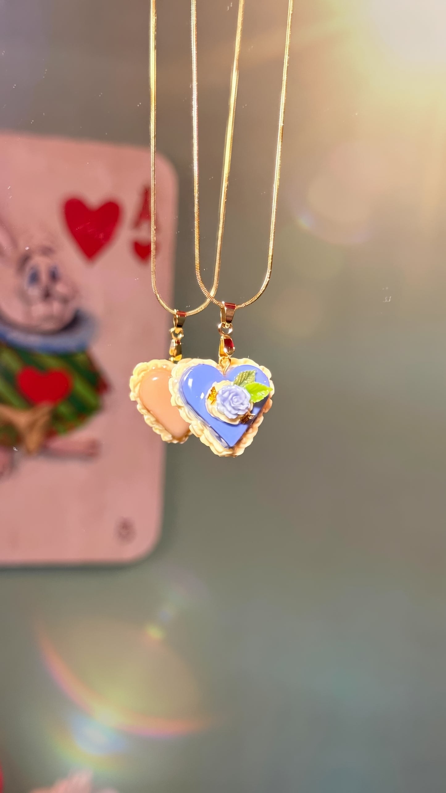 Alice Inspired Heart Cake Necklace – Handmade Fantasy Pendant