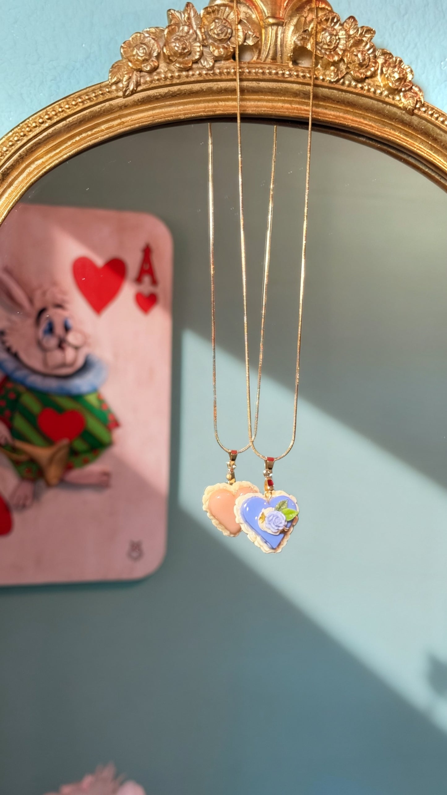 Alice Inspired Heart Cake Necklace – Handmade Fantasy Pendant