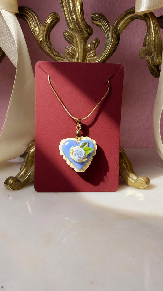 Alice Inspired Heart Cake Necklace – Handmade Fantasy Pendant