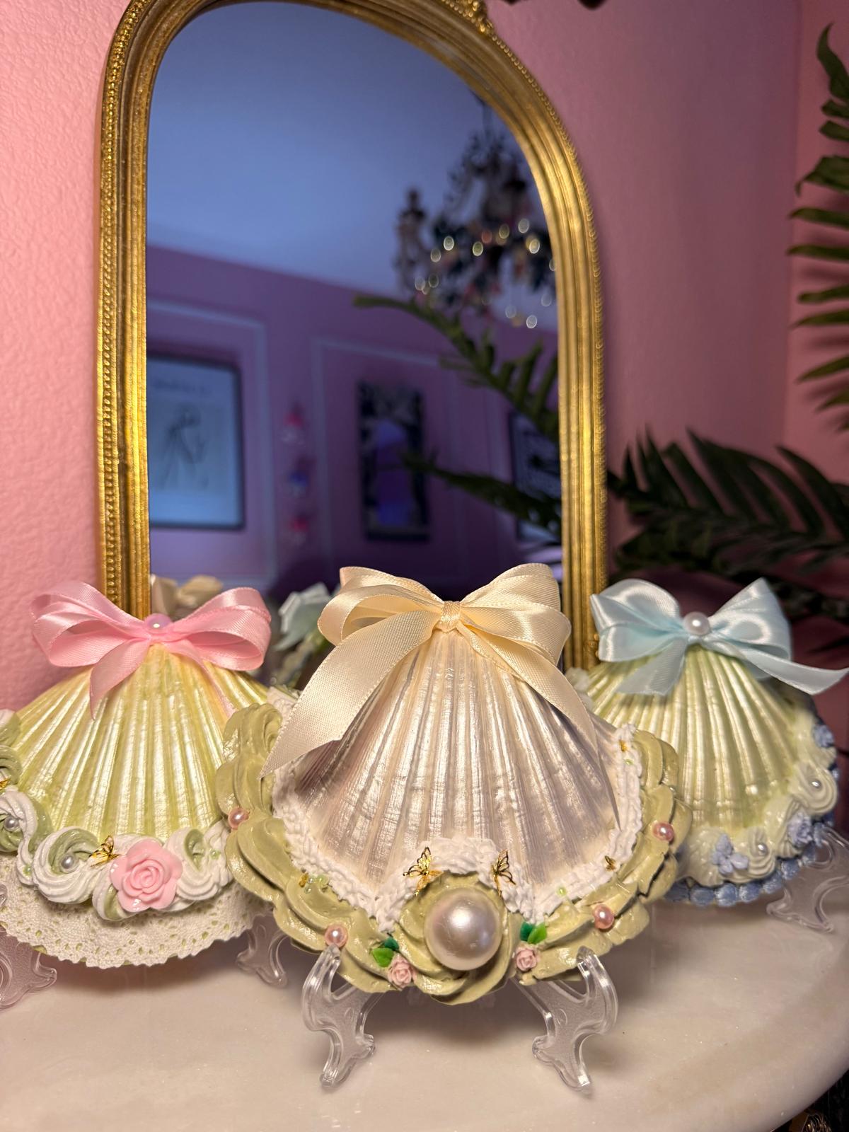 Pink Rose Seashell Decor | Romantic Vanity & Shelf Decor | Unique Gift for Her